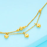 OMHXFC JB03 Two Layer Hearts Lucky Beads Anklet