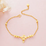 OMHXFC JB16 Crown Charm Lucky Beads Beach Anklet