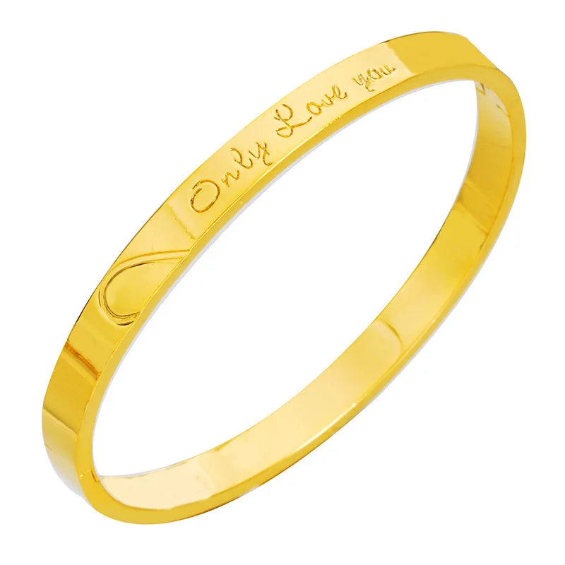 European Fine Woman Mother Birthday Gift LOVE YOU 24KT Bracelet Bangle