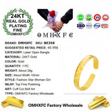OMHXFC Fine Woman Girl Birthday Gift Laser Geometric Open 24KT Bracelet Bangle
