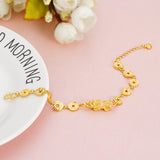 European Hot Woman Girl Party Birthday Wedding Gift PIXIU Coins 24KT Bracelet