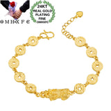 European Hot Woman Girl Party Birthday Wedding Gift PIXIU Coins 24KT Bracelet