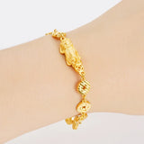 European Hot Woman Girl Party Birthday Wedding Gift PIXIU Coins 24KT Bracelet
