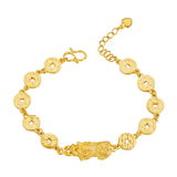 European Hot Woman Girl Party Birthday Wedding Gift PIXIU Coins 24KT Bracelet