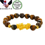 European Fine Woman Man Party Birthday Wedding Gift PIXIU Beads 24KT Bracelet