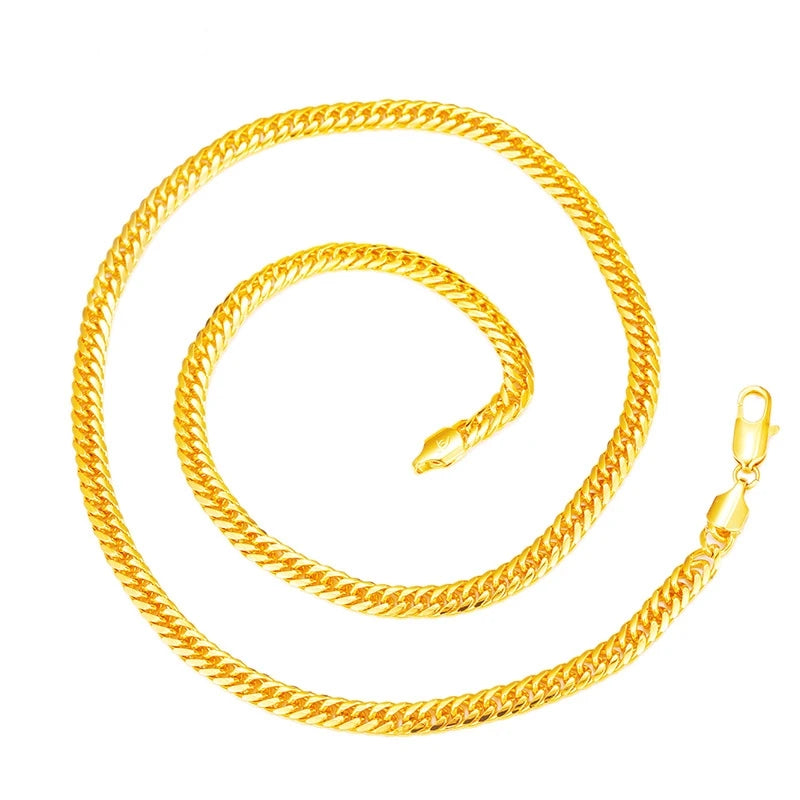 European Hot Fine Man Male Party Wedding 24KT Chain Necklace