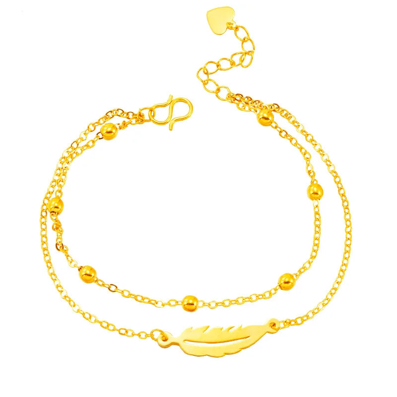 Feather Two Layer 24KT Beach Anklet