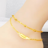 Feather Two Layer 24KT Beach Anklet