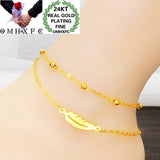 Feather Two Layer 24KT Beach Anklet