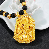 European Dragon Rectangle 24KT Pendant Necklace