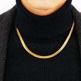 European Fine Man Male Party Birthday Wedding Gift Flat 24KT Chain Necklace