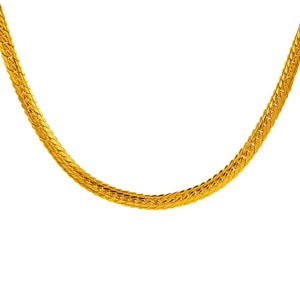 European Fine Man Male Party Birthday Wedding Gift Flat 24KT Chain Necklace