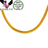 European Fine Man Male Party Birthday Wedding Gift Flat 24KT Chain Necklace