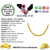European Fine Man Male Party Birthday Wedding Gift Flat 24KT Chain Necklace