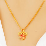 European Fine Woman Party Wedding Gift Fortune FU 24KT Pendant Charm