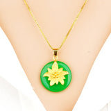 European Flower Round 24KT Pendant Charm