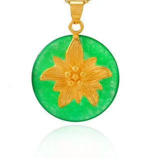 European Flower Round 24KT Pendant Charm