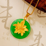 European Flower Round 24KT Pendant Charm