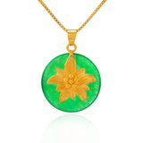 European Flower Round 24KT Pendant Charm