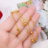 European Fine Woman Party Birthday Butterfly Beads 24KT Bracelet