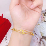 European Fine Woman Party Birthday Butterfly Beads 24KT Bracelet
