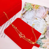 European Fine Woman Party Birthday Butterfly Beads 24KT Bracelet