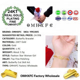 European Fine Woman Party Birthday Butterfly Beads 24KT Bracelet