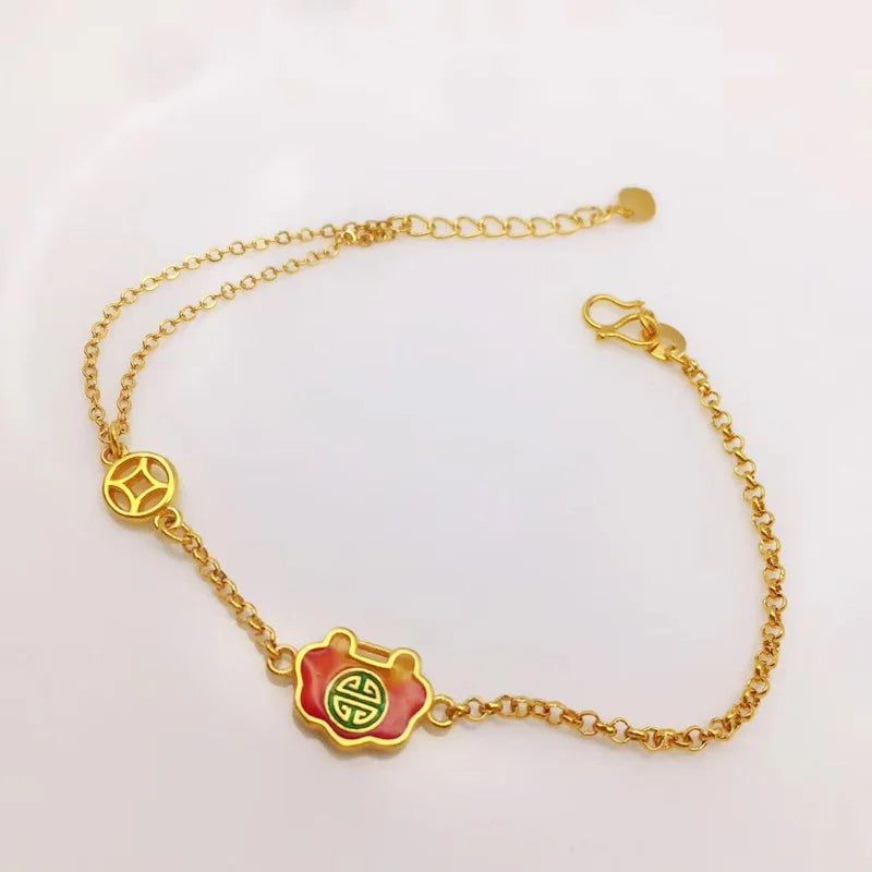 OMHXFC YM1025 Elephant Bracelet 24KT European Fine Woman Girl Party Gift