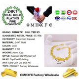 European Fine Woman Girl Party Birthday Wedding Carp Coin 24KT Bracelet Bangle