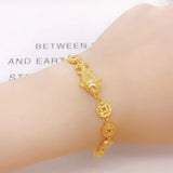 European Fine Woman Girl Party Birthday Wedding Carp Coin 24KT Bracelet Bangle