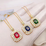 OMHXFC YM1707 Square Zircon 24KT Pendant Charm
