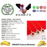 OMHXFC YM1707 Square Zircon 24KT Pendant Charm