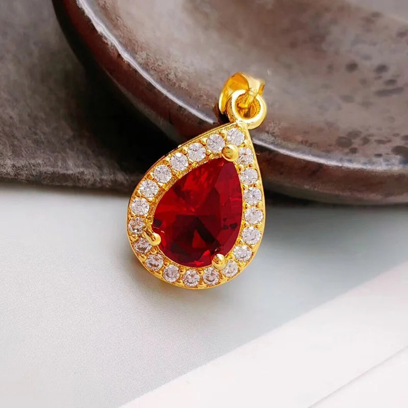OMHXFC YM1707 Square Zircon 24KT Pendant Charm