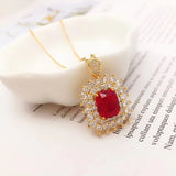 OMHXFC YM1707 Square Zircon 24KT Pendant Charm