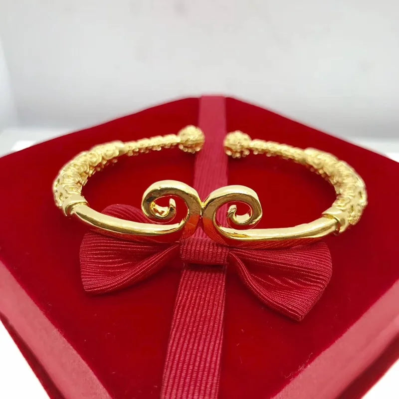 European Party Wedding Gift Love Open 24KT Bangle