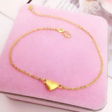 European Fine Heart Slim 24KT Beach Anklet