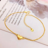 European Fine Heart Slim 24KT Beach Anklet