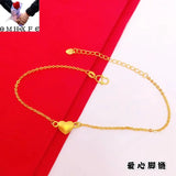 European Fine Heart Slim 24KT Beach Anklet