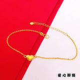 European Fine Heart Slim 24KT Beach Anklet