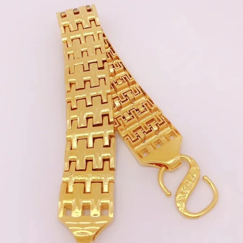 European Fine Man Party Wide Watch 24KT Bracelet Bangle