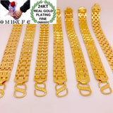 European Fine Man Party Wide Watch 24KT Bracelet Bangle