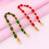 European Fine Red Green Oval 24KT Bracelet