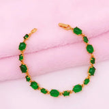 European Fine Red Green Oval 24KT Bracelet