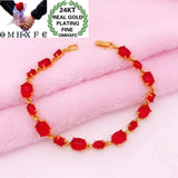 European Fine Red Green Oval 24KT Bracelet