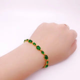 European Fine Red Green Oval 24KT Bracelet