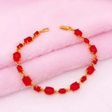 European Fine Red Green Oval 24KT Bracelet