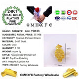 European Hot Fine Woman Girl Party Peacock 24KT Pendant Charm