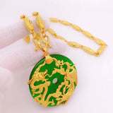 OMHXFC Dragon Phoenix 24KT Pendant Necklace