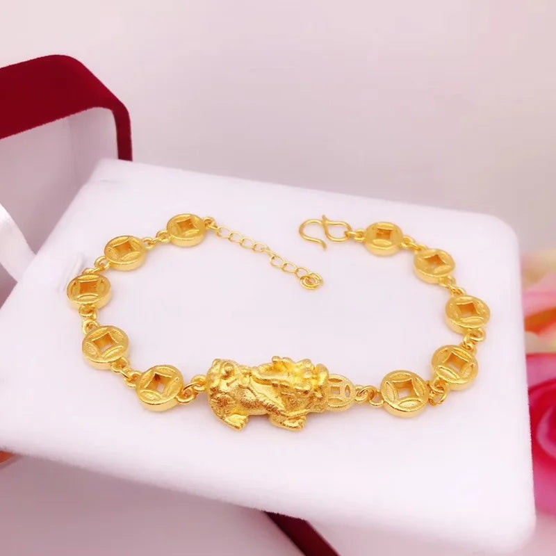 Vintage PIXIU Coin 24KT Bangle European Fine Woman