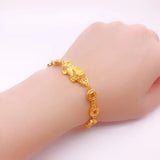 OMHXFC Vintage PIXIU Coin 24KT Bangle European Fine Woman Girl Party Birthday